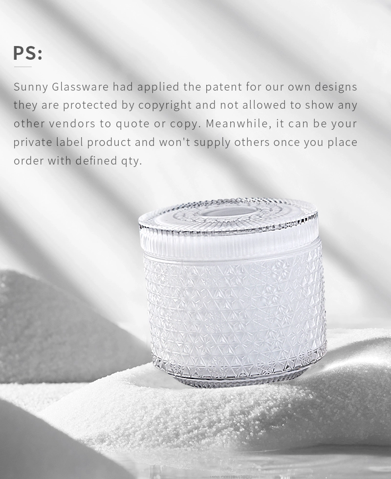 25oz 720ml luxury glass candle jars and lids wholesale snowflake pattern design 25oz 720ml luxury glass candle jars and lids wholesale snowflake pattern design