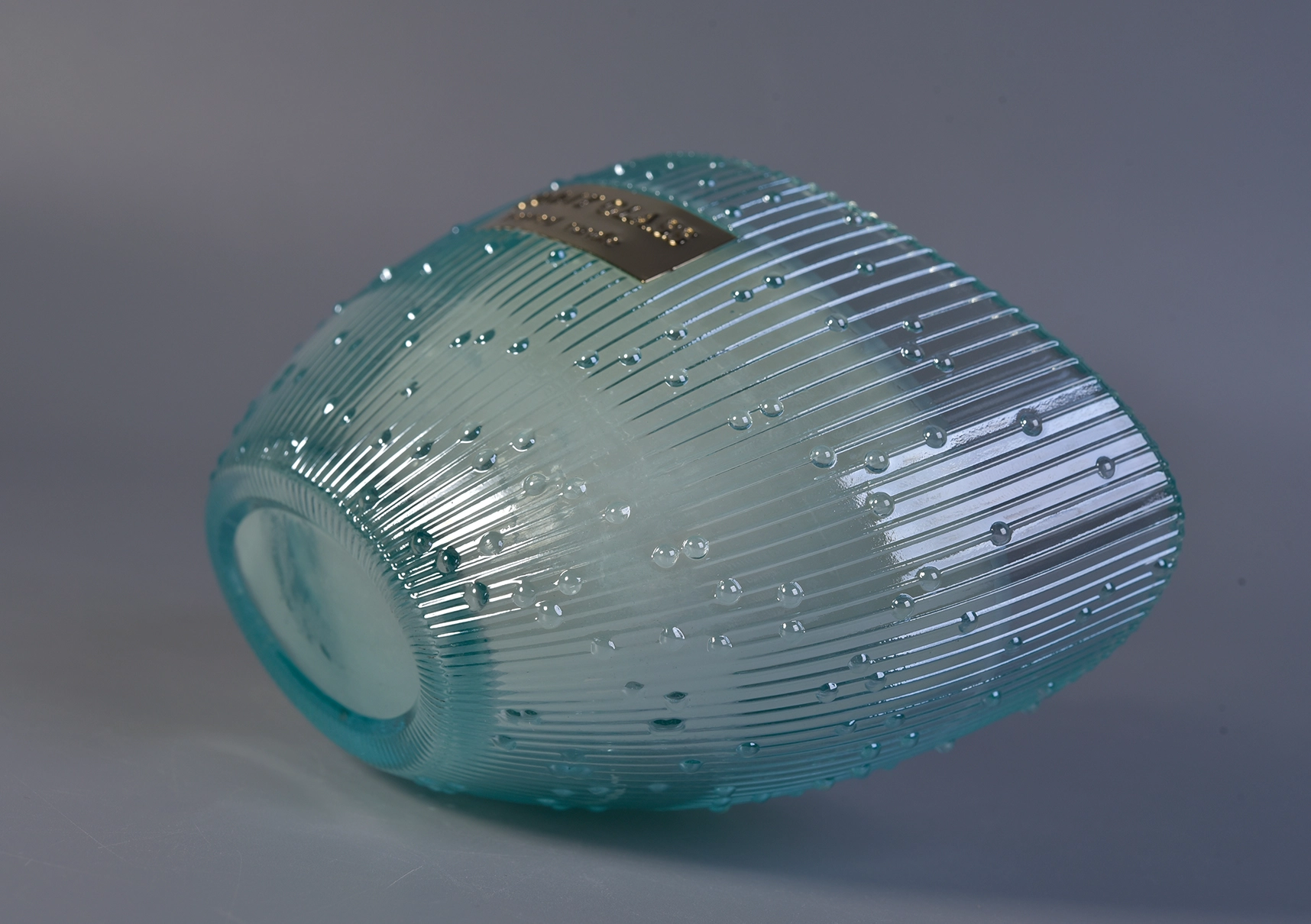 350ml Populær blå farve båd form glas stearinlysholder fra Sunny Glassware