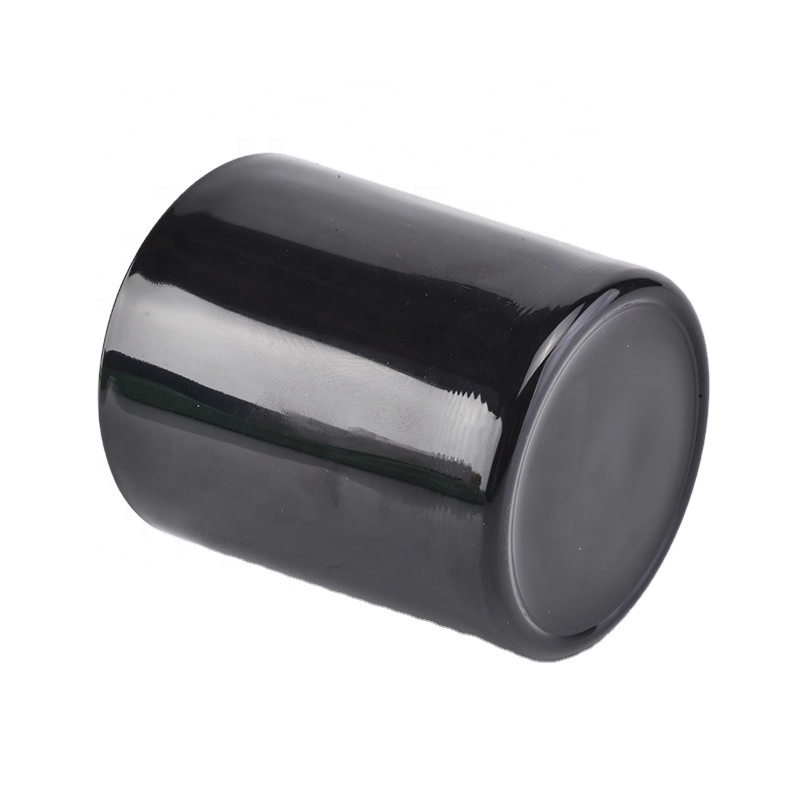 6oz 8oz 10oz Black Glass Candle Jar With Wooden Lid Supplier