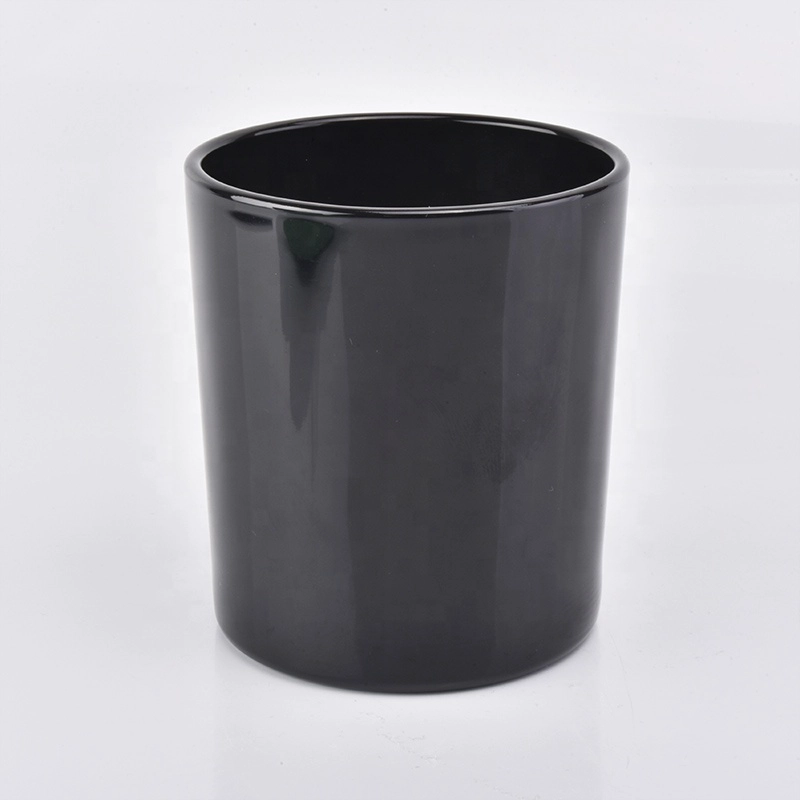 6oz 8oz 10oz Black Glass Candle Jar With Wooden Lid Supplier