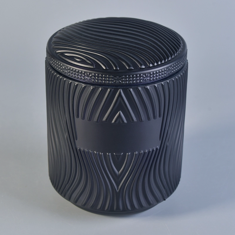 Sunny Glassware designed matt black glass candle jar with lid