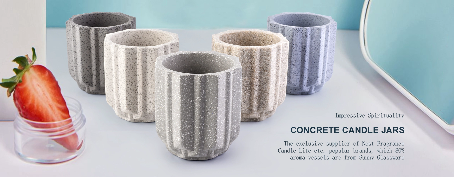 Sunny colorful concrete candle jar with lids for wholesale 