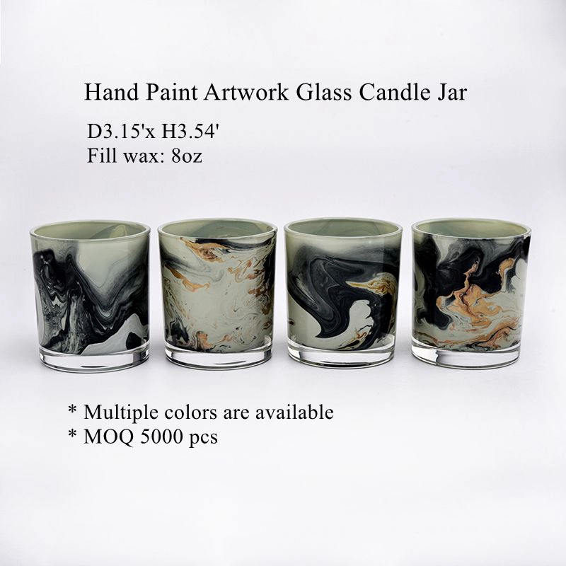 green mountain custom painted glass candle vessel for Spring
