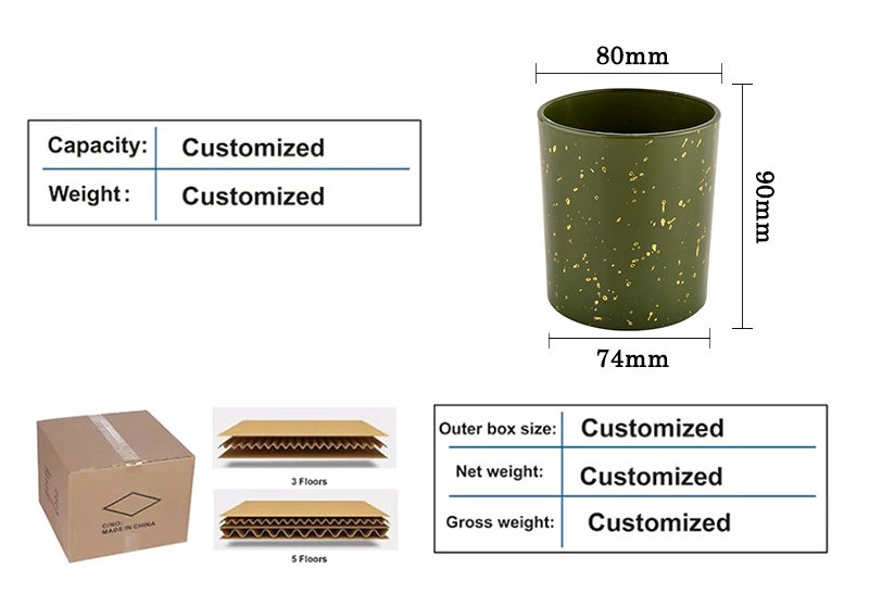 Luxury Cylinder green Glass candle jar for Home Decoration