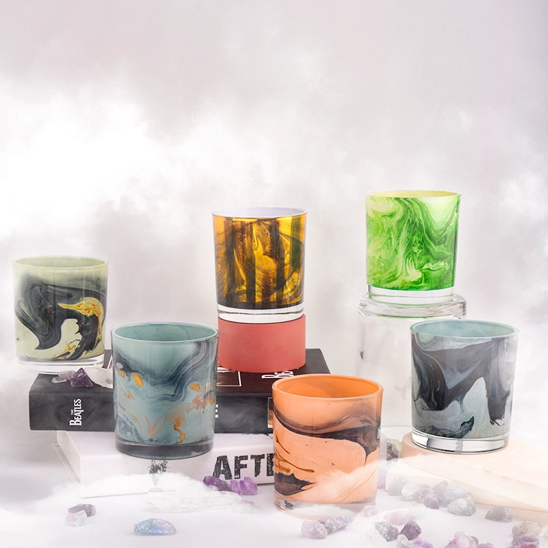 hand painting 8oz glass candle jars for wholesale 