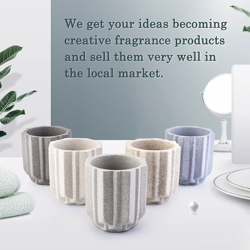 13oz 370ml concrete candle containers gear-shaped design