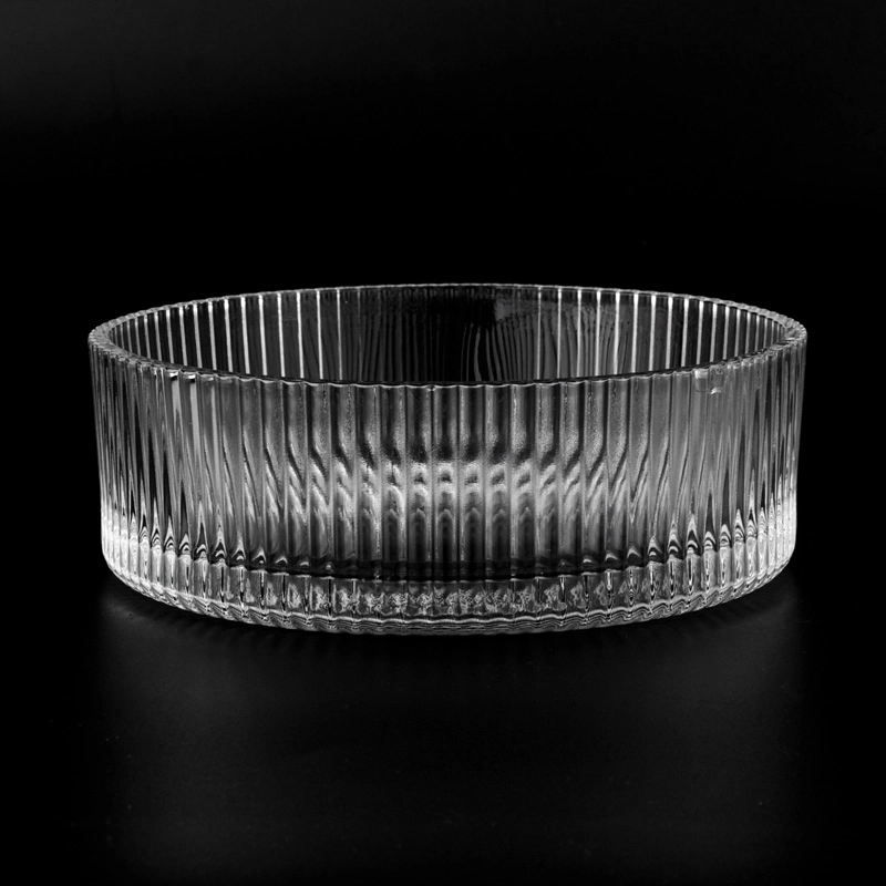 Large stripe pattern glass candle jars and candle holders 