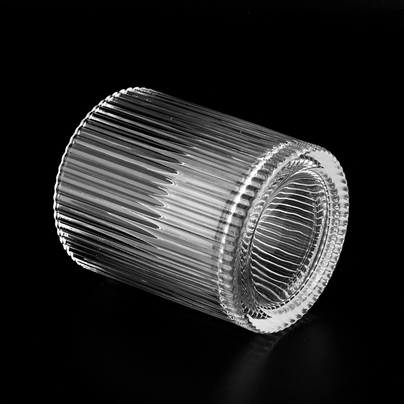 Large stripe pattern glass candle jars and candle holders 