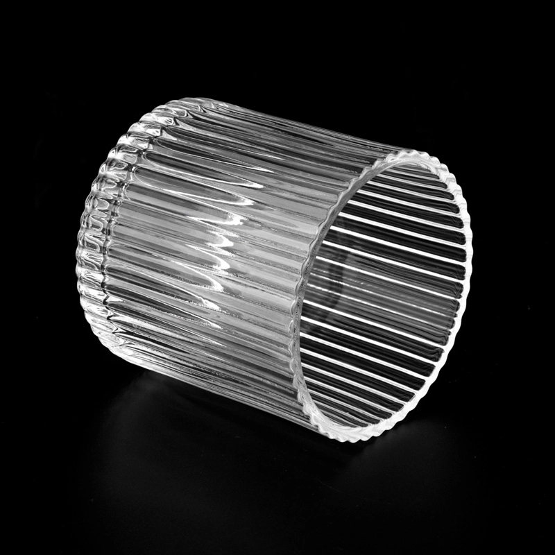 Large stripe pattern glass candle jars and candle holders 