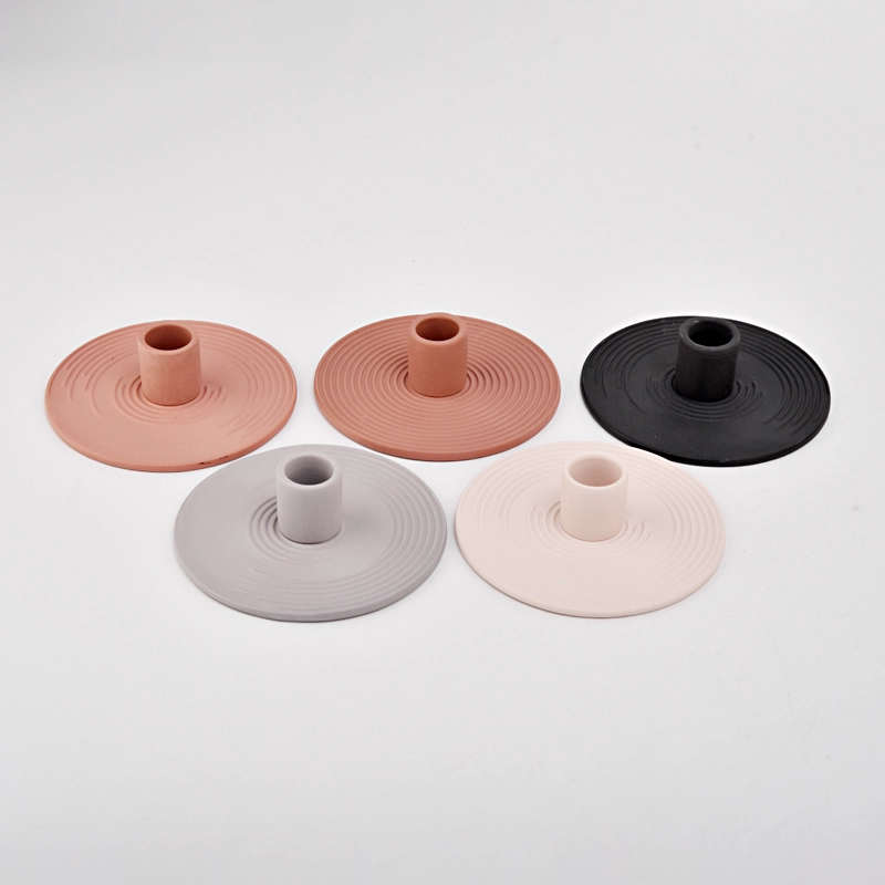 set of 3 white ceramic candle sticks holder