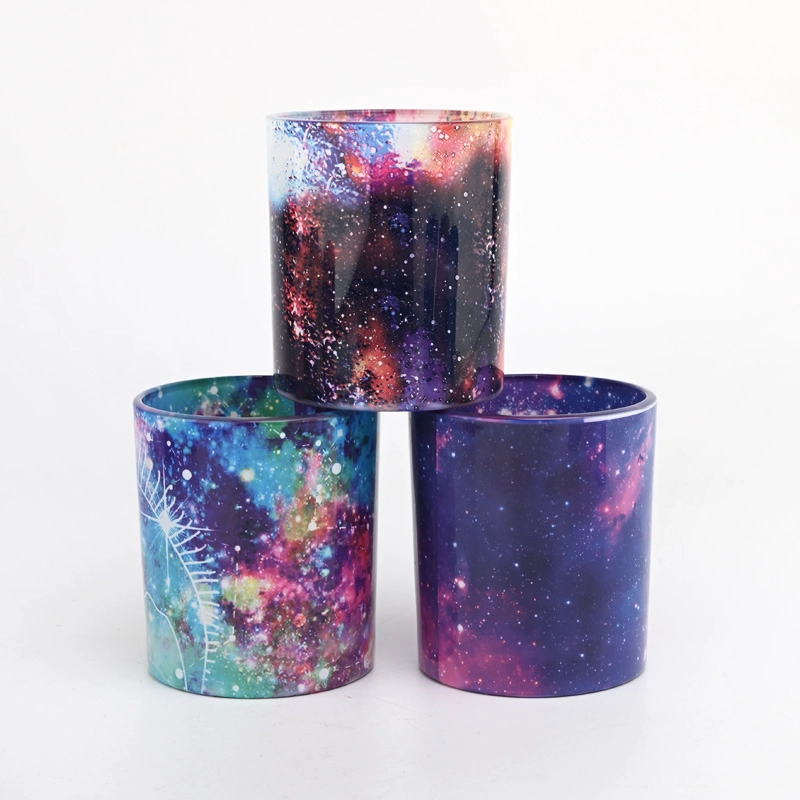 2oz-20oz customized luxury night sky effect glass candle jars for supplier