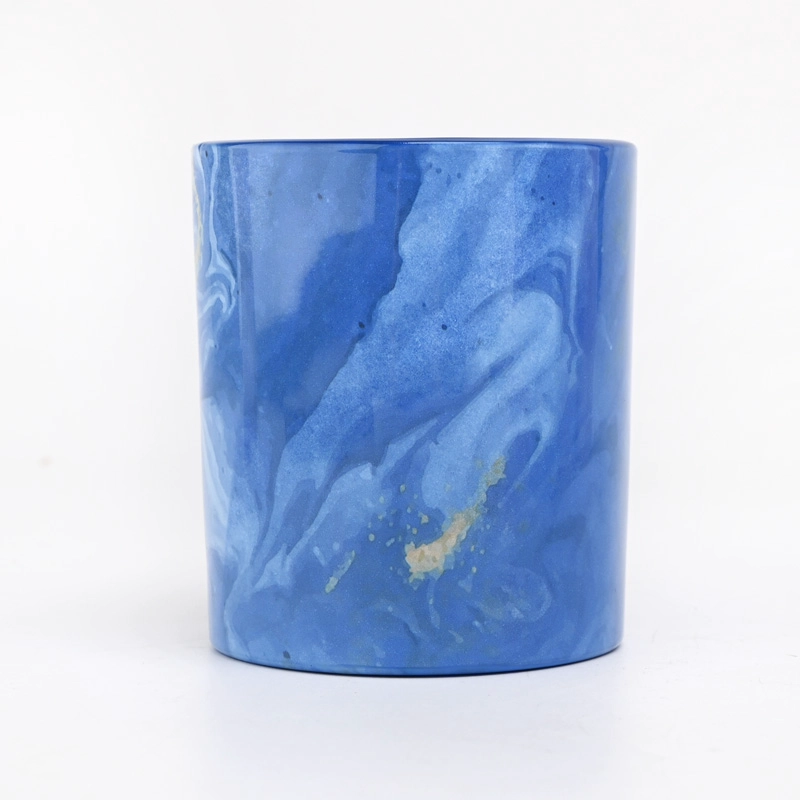 Newly design customized color stone effect on the glass candle holder for home deco