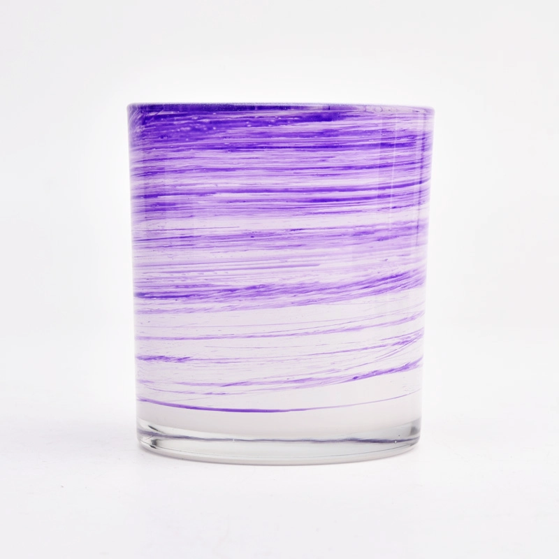 luxury purple painting glass candle jar 8oz