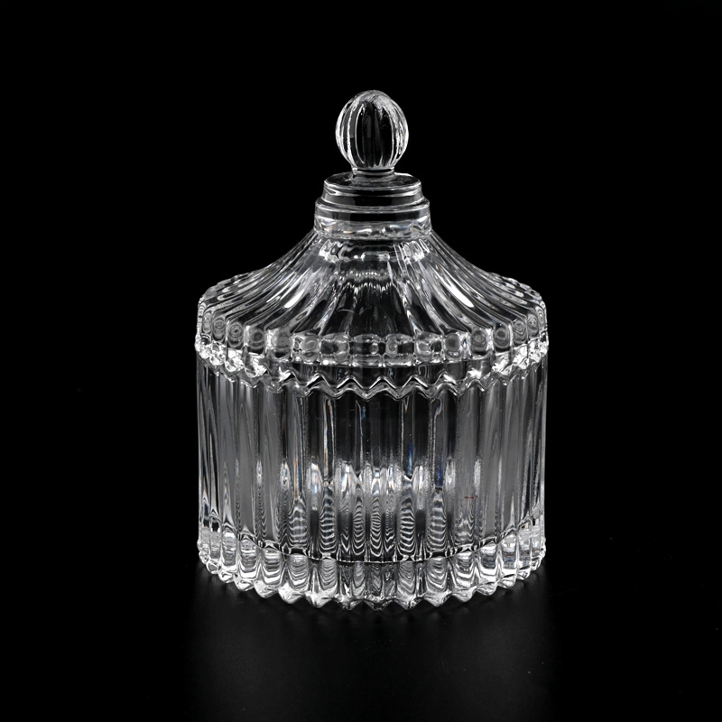 Newly design3 size luxury diamond effect on the glass candle jars with lids for wholesale
