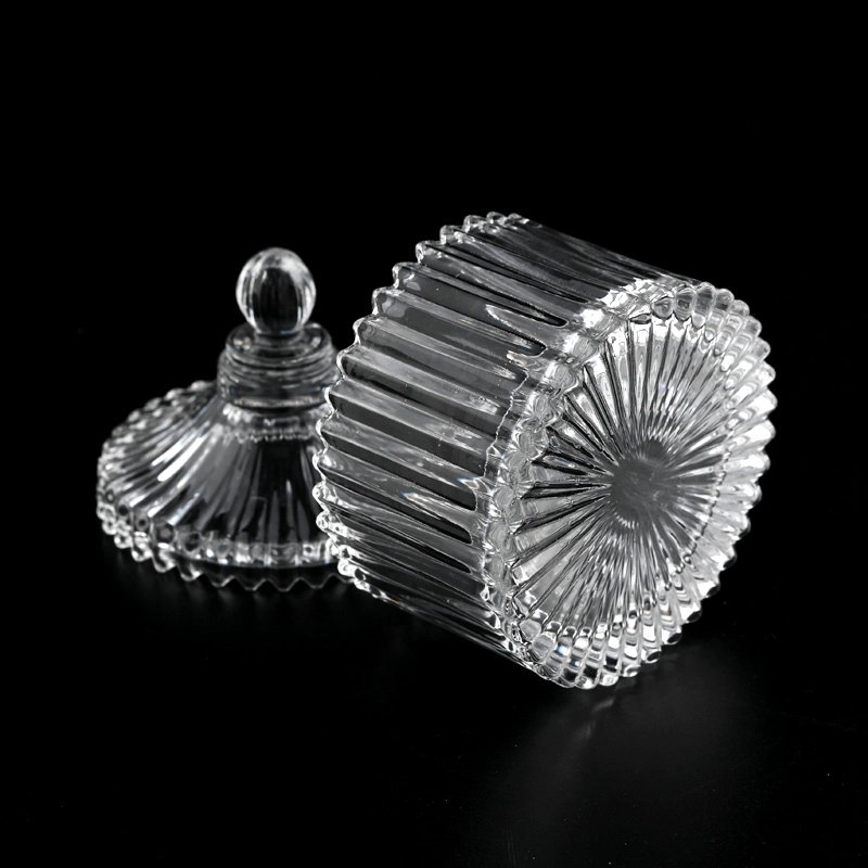 Newly design3 size luxury diamond effect on the glass candle jars with lids for wholesale