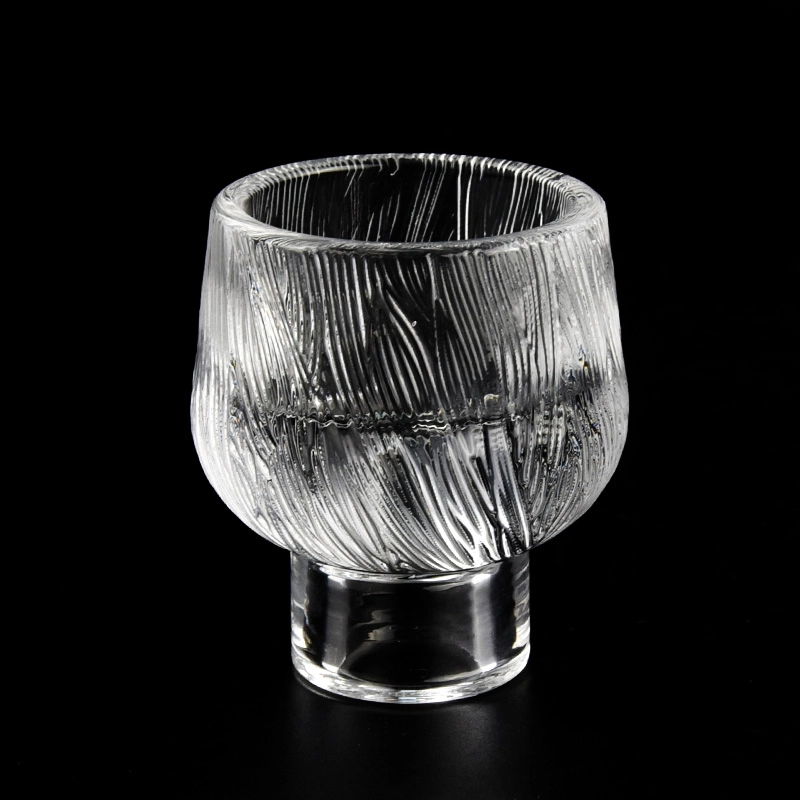 Large strip pattern glass candle containers for candle making - COPY - b5c1io