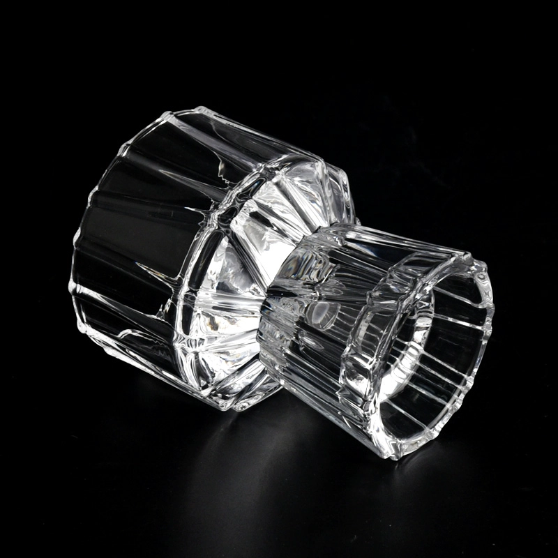 Large strip pattern glass candle containers for candle making - COPY - b5c1io