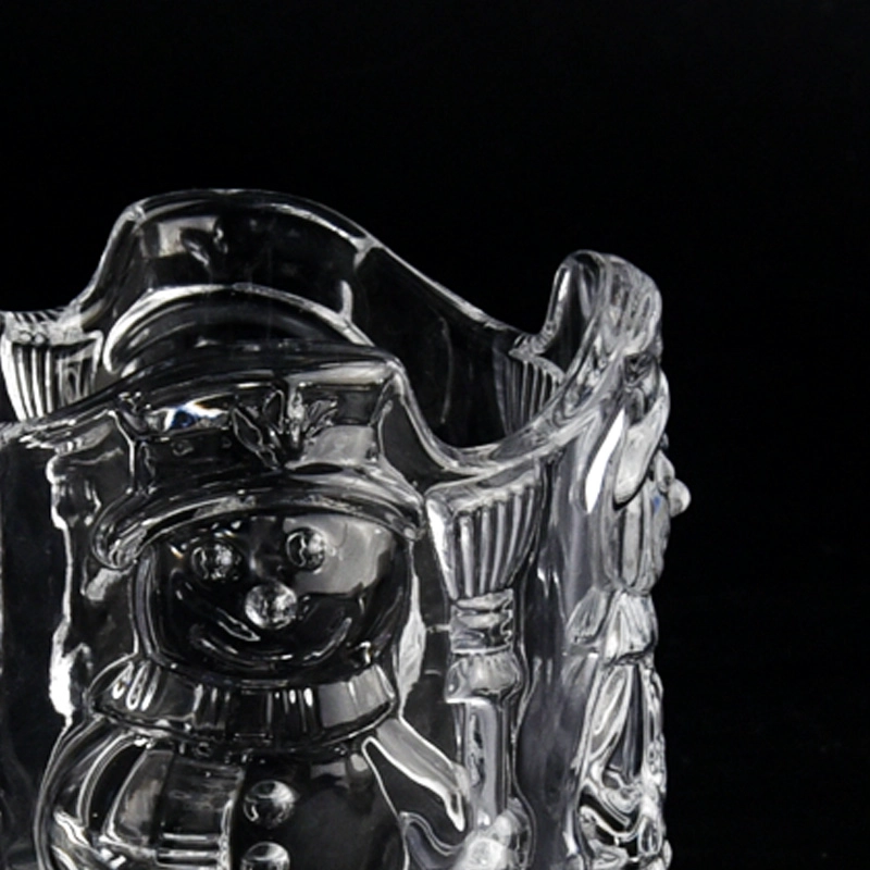 Christmas snowman design votive  5oz glass candle jar