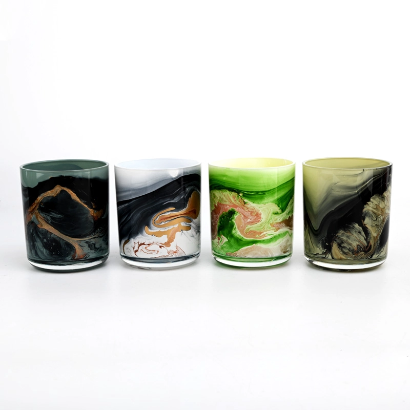 Home decor 390ml hand-painted effect glass candle holders