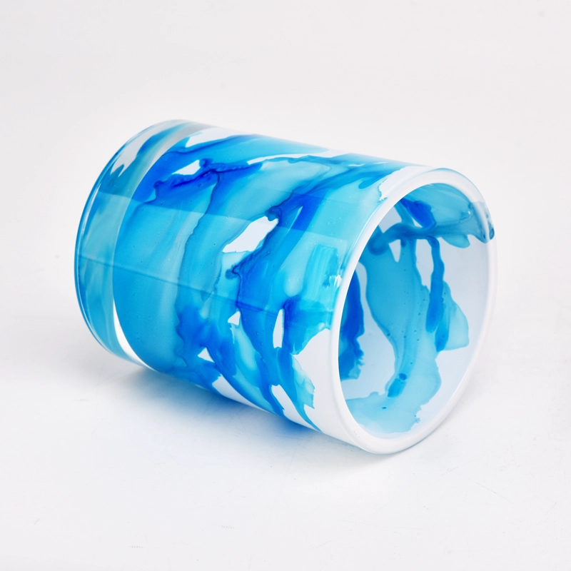 Luxury 10OZ glass candle jars with inner colored marble effect
