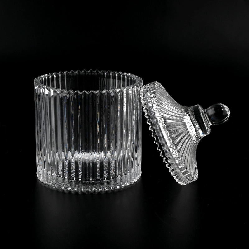 Glass Candy Container with Lids Customized Glass Candle Vessel with Lids Wholesale