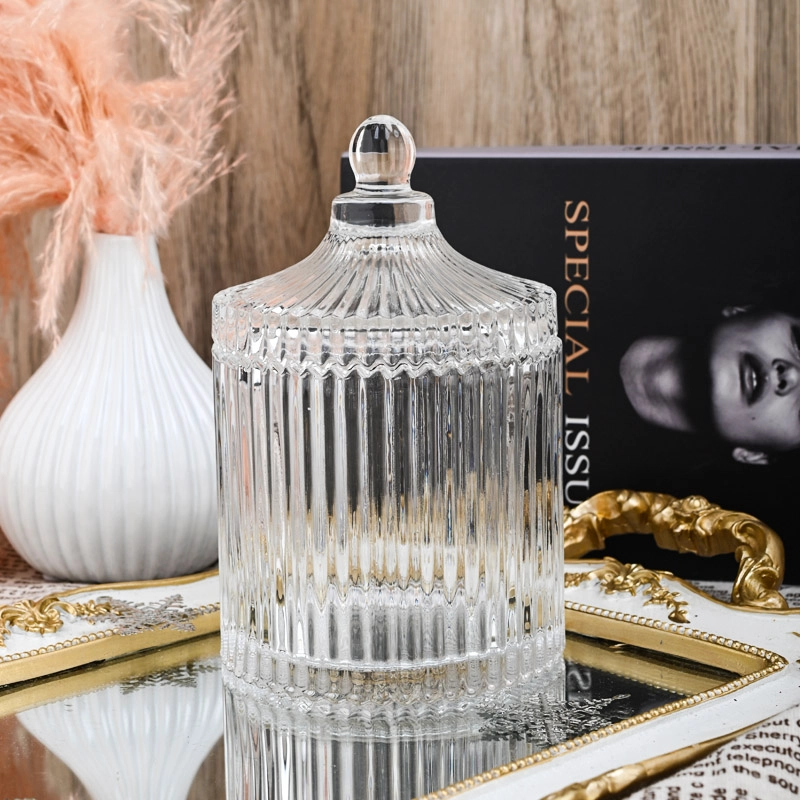 Glass Candy Container with Lids Customized Glass Candle Vessel with Lids Wholesale