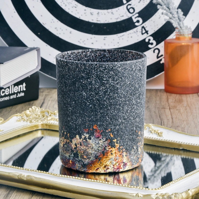 new designed special sand effect glass candle jar new designed special sand effect glass candle jar