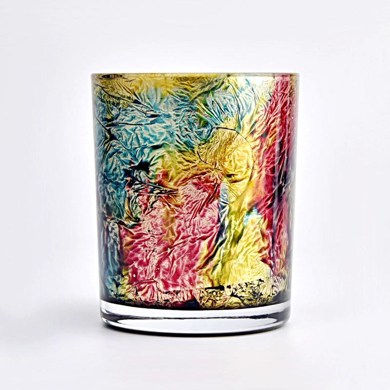Top luxury 400ml black with colorful effect on the 8oz glass candle holder for wedding