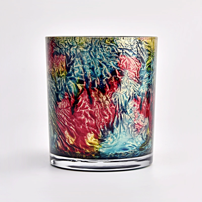 Top luxury 400ml black with colorful effect on the 8oz glass candle holder for wedding Top luxury 400ml black with colorful effect on the 8oz glass candle holder for wedding