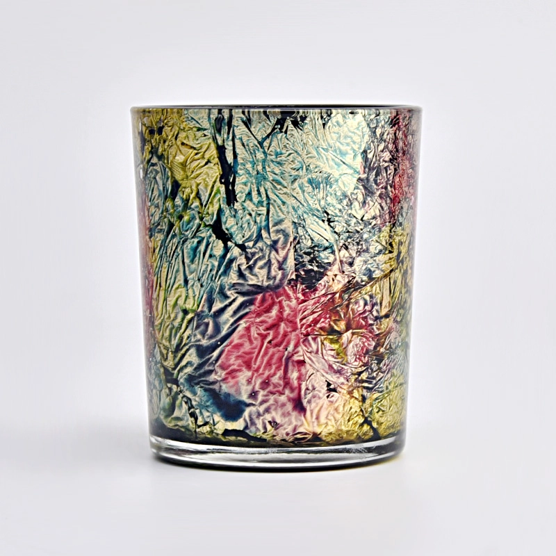 Top luxury 400ml black with colorful effect on the 8oz glass candle holder for wedding
