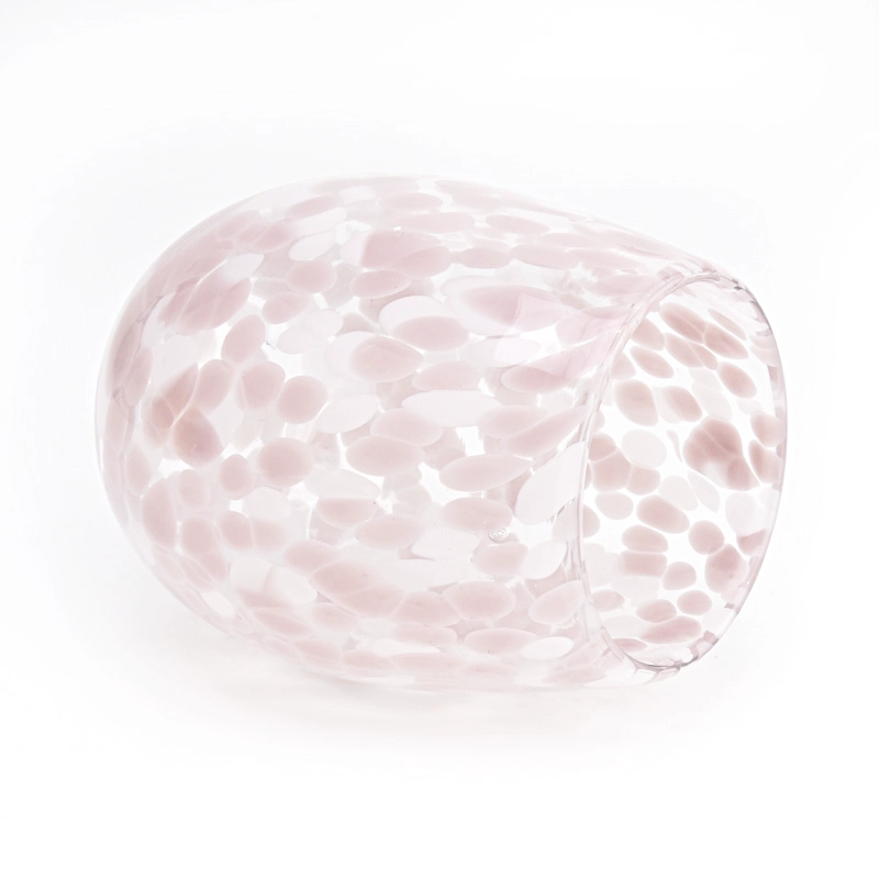 egg shaped hand made glass vessel for candle pink decorative