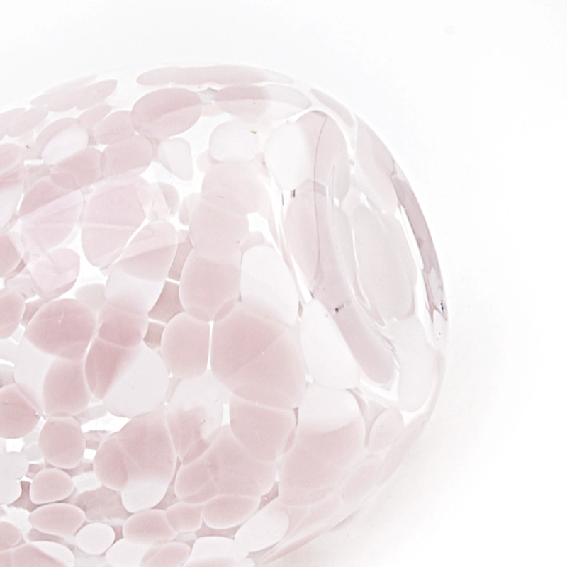 egg shaped hand made glass vessel for candle pink decorative