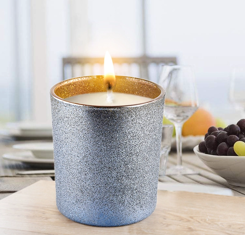 Wholesale 300ml candle vessels 8oz smoky gray frosted interior golden glass candle jars Wholesale 300ml candle vessels 8oz smoky gray frosted interior golden glass candle jars