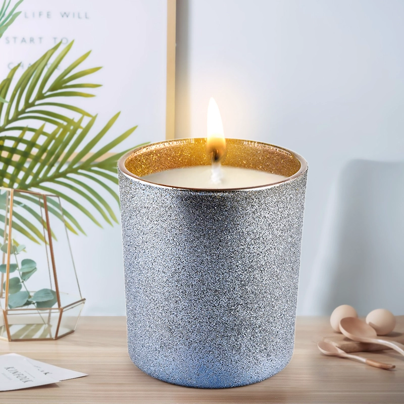 Wholesale 300ml candle vessels 8oz smoky gray frosted interior golden glass candle jars Wholesale 300ml candle vessels 8oz smoky gray frosted interior golden glass candle jars