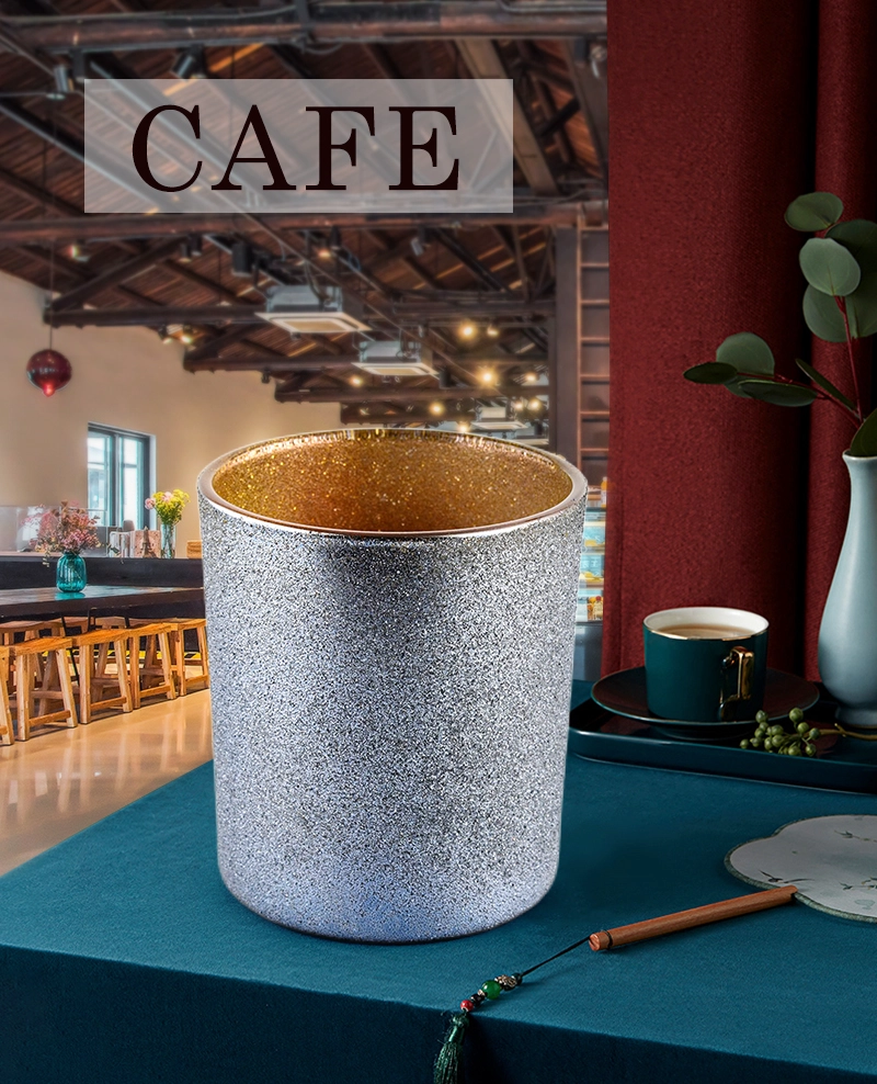 Wholesale 300ml candle vessels 8oz smoky gray frosted interior golden glass candle jars Wholesale 300ml candle vessels 8oz smoky gray frosted interior golden glass candle jars