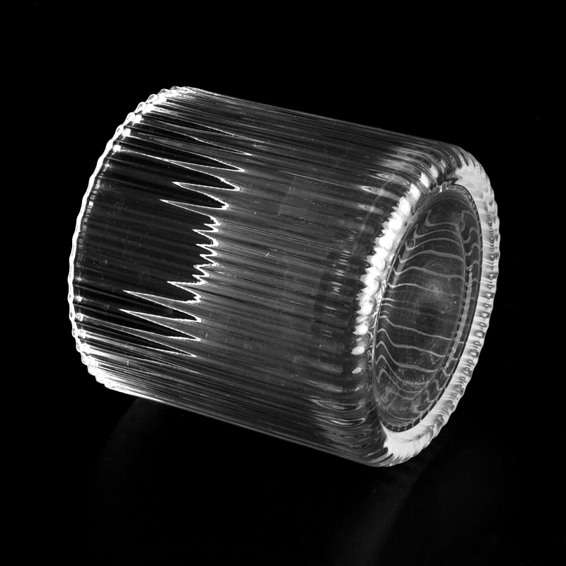 7oz stripe pattern glass candle vessel 