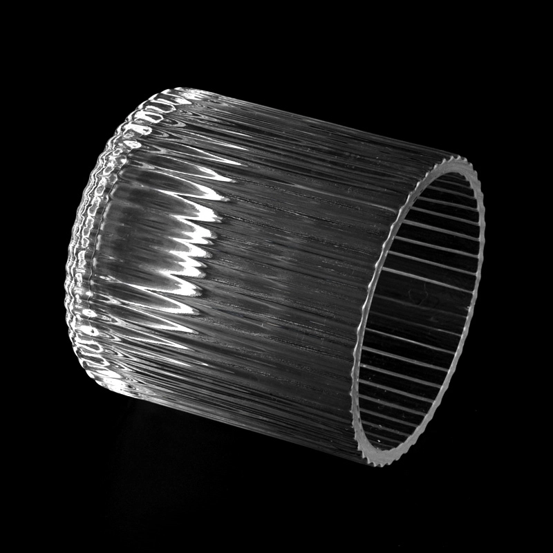 7oz stripe pattern glass candle vessel 