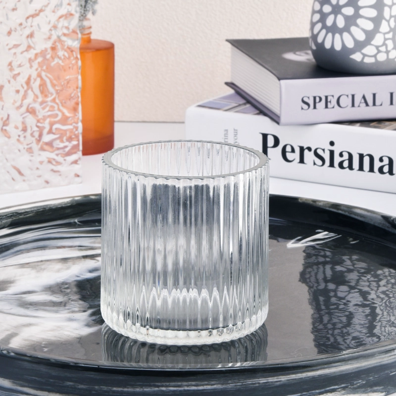 7oz stripe pattern glass candle vessel 