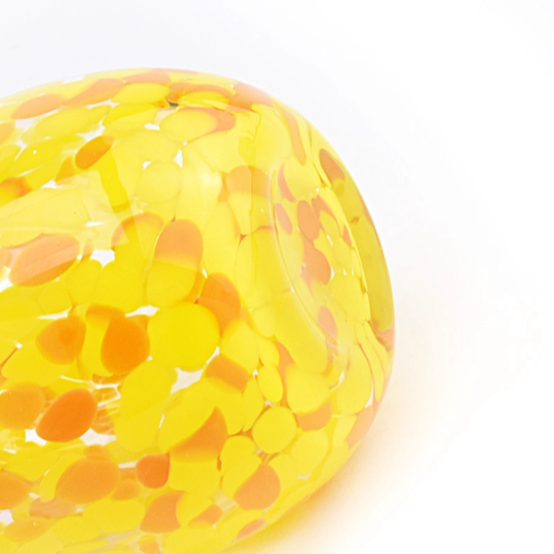 egg shaped hand made glass candle holder yellow luxury candle vessel
