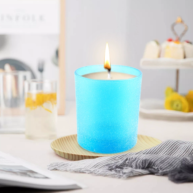 Wholesale Round Bottom Bule Candle Jars Frosted Matte Candle Vessels Wholesale Round Bottom Bule Candle Jars Frosted Matte Candle Vessels
