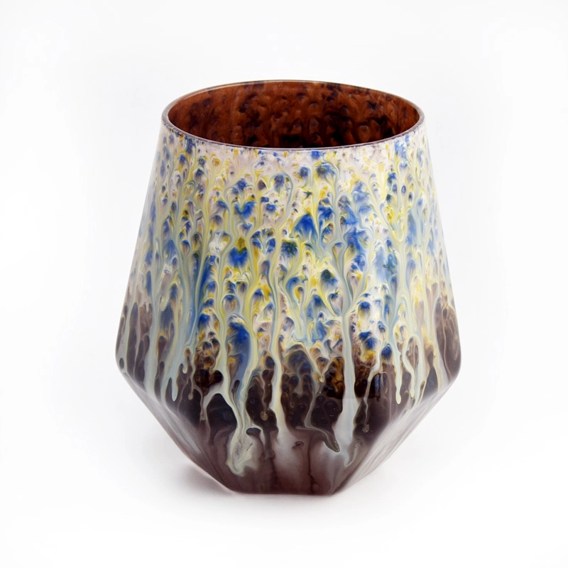 luxury decoration glass candle jar with shape design