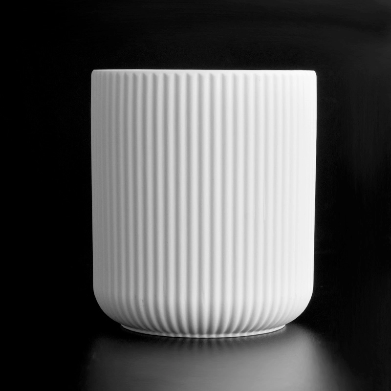 400ml Matte White Ceramic Candle Vessels Striped Ceramic Candle Vessels Wholesale 400ml Matte White Ceramic Candle Vessels Striped Ceramic Candle Vessels Wholesale