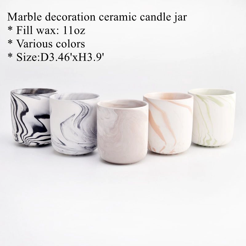 luxury 11oz decorative mareble ceramic candle jar