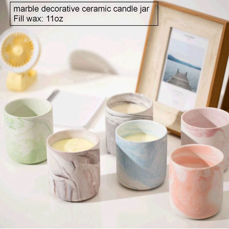 luxury 11oz decorative mareble ceramic candle jar