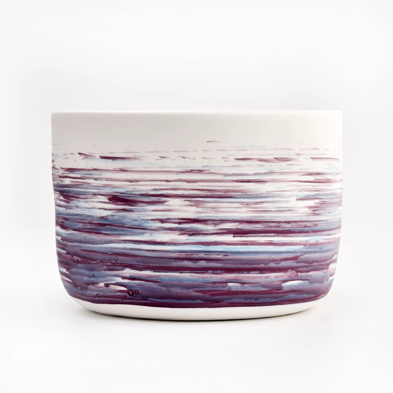 Fancy Brush Paint Color Empty Ceramic Candle Jar Wholesale Fancy Brush Paint Color Empty Ceramic Candle Jar Wholesale