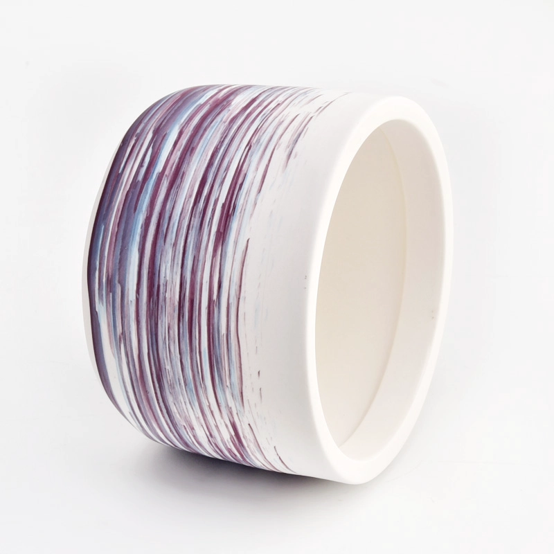 Fancy Brush Paint Color Empty Ceramic Candle Jar Wholesale Fancy Brush Paint Color Empty Ceramic Candle Jar Wholesale