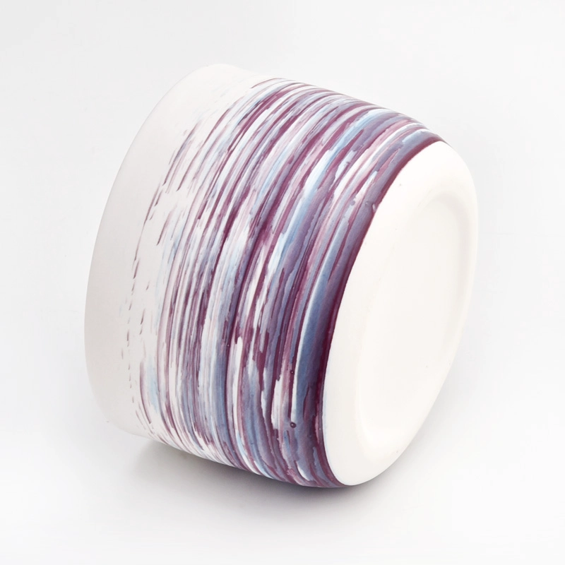 Fancy Brush Paint Color Empty Ceramic Candle Jar Wholesale Fancy Brush Paint Color Empty Ceramic Candle Jar Wholesale
