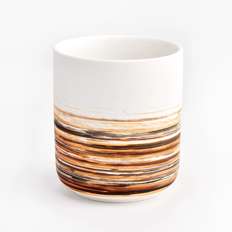 luxury matte ceramic candle vessels with hand painting