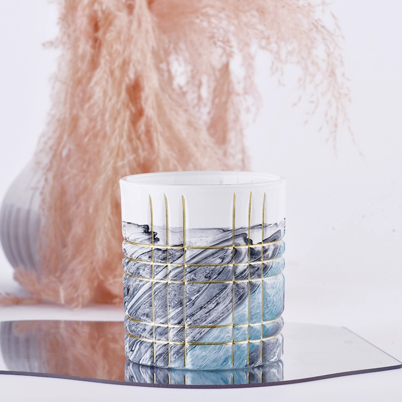 hot sales 7oz artwork decoration glass candle jar