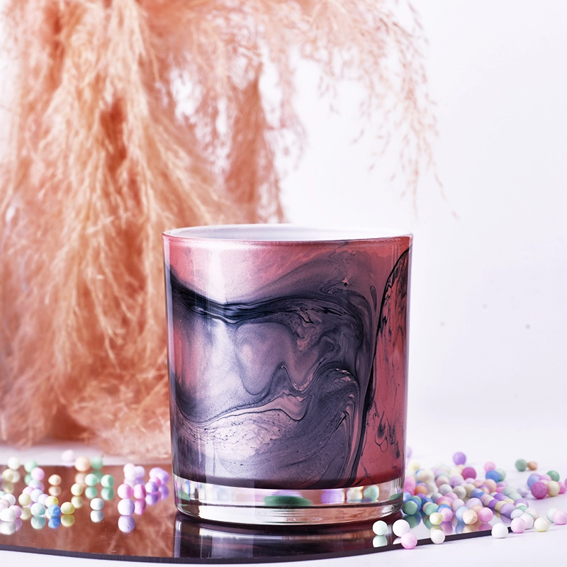 hot sales 8oz inner aretwork painting glass candle jar